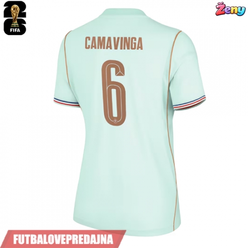 Lacne Ženy Futbalové dres Francúzsko Eduardo Camavinga #6 MS 2026 Krátky Rukáv - Preč